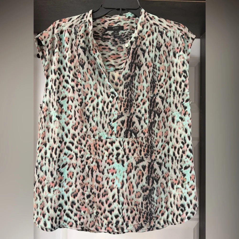 J.Crew Multicolor Leopard Print Blouse Women’s M
